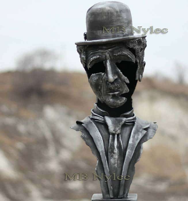 rzeźby ze stali - Charlie Chaplin popiersie - figury metalowe Dębica - kowalstwo artystyczne - nr.kat. Z76