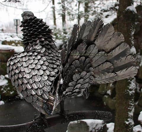 zwierzęta z metalu ptaki